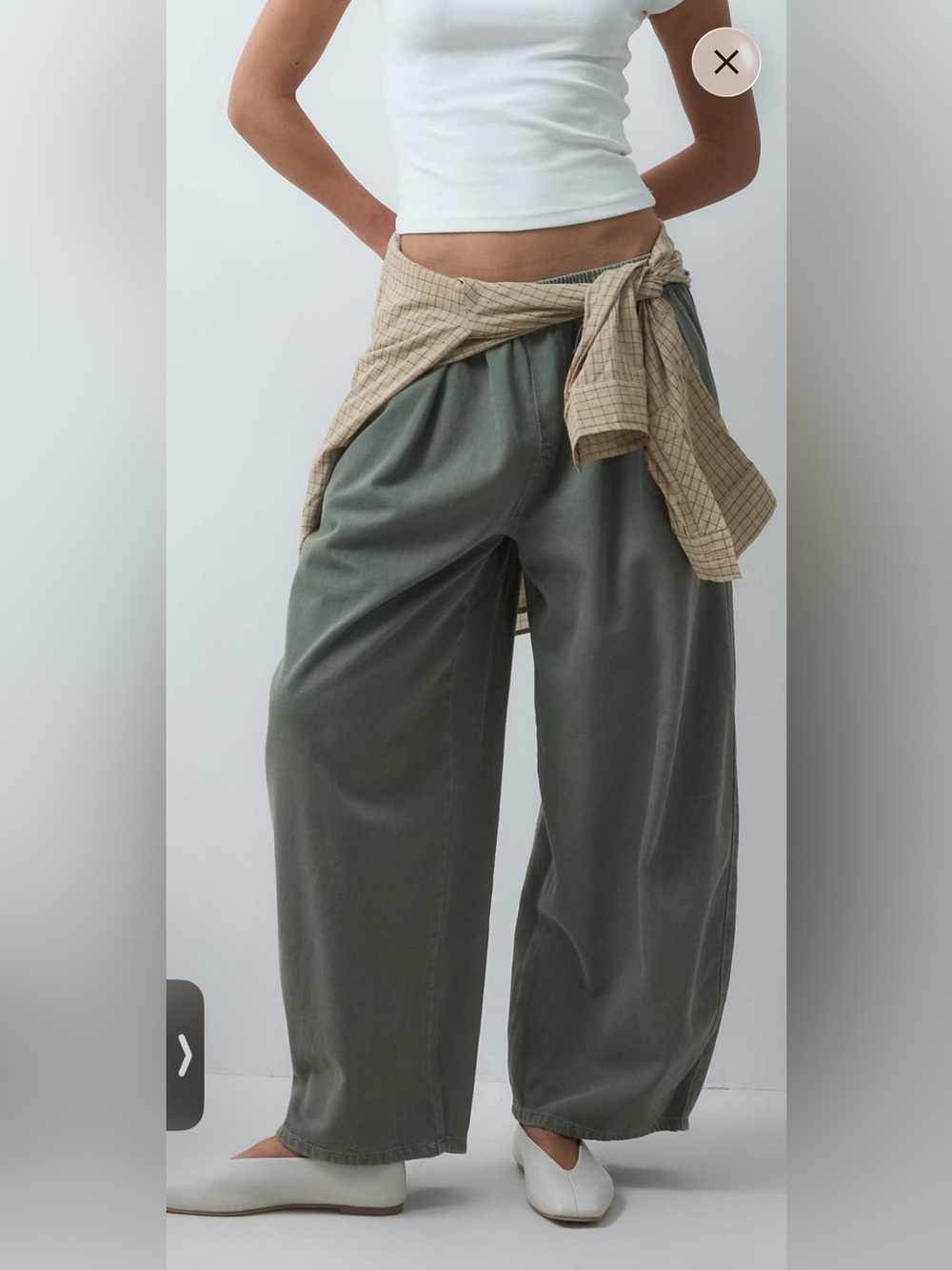 NWT Viral ASOS DESIGN pull on barrel tie waist trouser in washed khaki